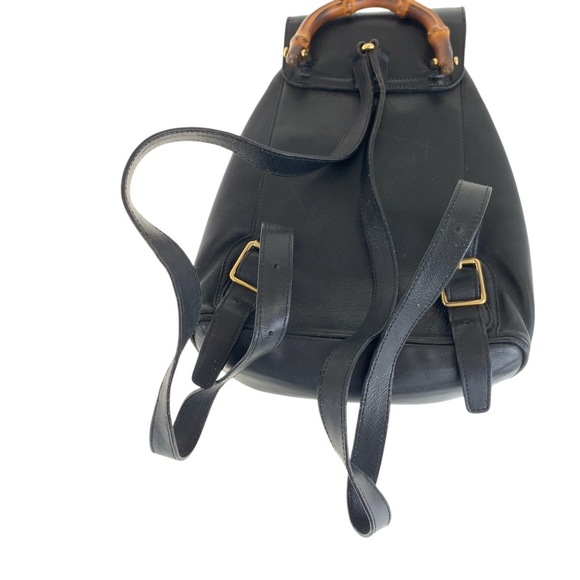 GUCCI Bamboo Black Gold Hardware Leather Backpack - Picture 10 of 10